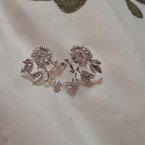Silver flower earrings